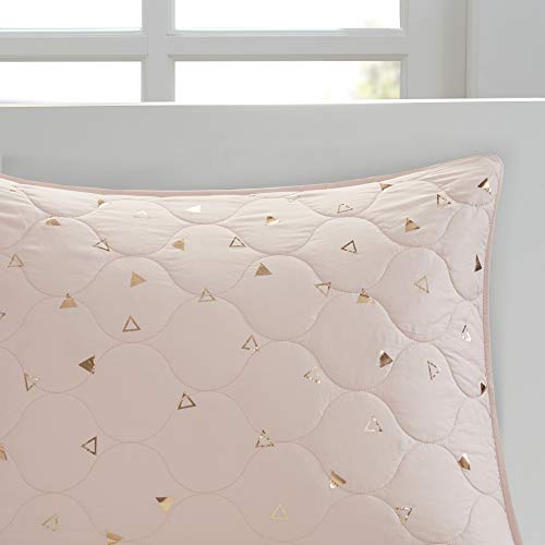 Intelligent Design Zoey Metallic Printed Coverlet Set, Twin/Twin XL, Blush/Rosegold