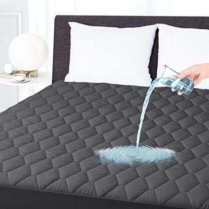  Queen Waterproof Mattress Protector, Breathable Noiseless Mattress Cover, Deep Pocket Fit Up To 21 Inches, Quilted Alternative Filling Mattress Pad Cover (White)
