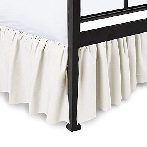  Dust-Ruffle Split-Corner Bed-Skirt 16 Inch Tailored Drop With Platform – Customization Available In Drop Soft Microfiber Hotel Quality, Shrinkage-Fade Resistant - (Ivory, Queen 16")