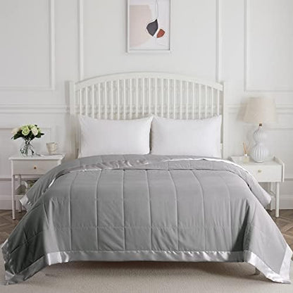  Down Alternative Blanket - Microfiber King Size Blanket - Quilted Blanket With Satin Trim, Bed Blankets For All Seasons 108"x90" (White, King/Cal King)