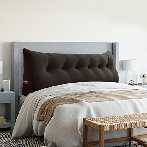  VERCART Large Headboard Pillow Wedge Bed Rest Reading Pillow Daybed Pillows Triangular Headboard Wedge Pillows Bolster Gap Filler Triangle Back Cushion Long Wedge Pillow, Velvet Light Gray Twin