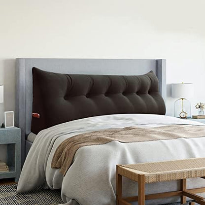  VERCART Large Headboard Pillow Wedge Bed Rest Reading Pillow Daybed Pillows Triangular Headboard Wedge Pillows Bolster Gap Filler Triangle Back Cushion Long Wedge Pillow, Velvet Light Gray Twin