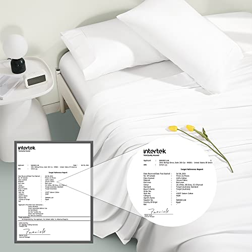  100% Egyptian Cotton Sheets Queen Size,1000 Thread Count Luxury Heavy Bed Sheets Set,Very Smooth Soft With 18" Deep Pocket Sheets 4 Pc Set (White, Queen)