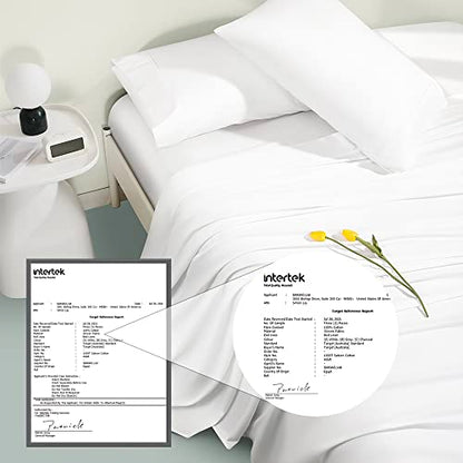  100% Egyptian Cotton Sheets Queen Size,1000 Thread Count Luxury Heavy Bed Sheets Set,Very Smooth Soft With 18" Deep Pocket Sheets 4 Pc Set (White, Queen)