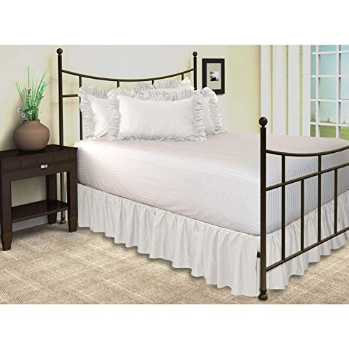  800 Thread Count 24 Inched Drop Length Gathered Dust Ruffle Bed Skirt King White Solid 100% Egyptian Cotton