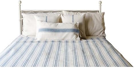  By Raghu 90x94 (tie Closure) Grain Sack Solid Colonial Blue-Cream Duvet Cover,Queen,DQ165014