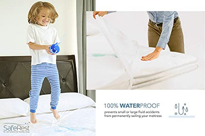  SafeRest Zippered Mattress Protector - Premium 9-12 Inch Waterproof Mattress Cover For Bed - Breathable & Noiseless Washable Mattress Encasement - Twin XL