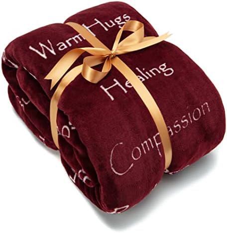  Healing Warm Hugs Gift Throw Blanket - Sympathy Gift Breast Cancer Chemo Survivor Get Well Caring Gifts - Comfort Purple Gift Blanket For Love Support Women Friend - Aubergine