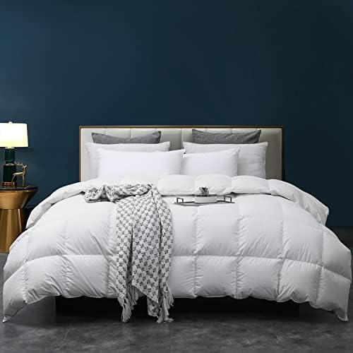  Three Geese All Season Down Comforter,Bedding Comforter Duvet Insert Medium Warmth With 48oz Fill Weight,100% Skin-Friendly Cotton,King 106x90 Inches,750 Fill Power Fluffy With Corner Tabs.