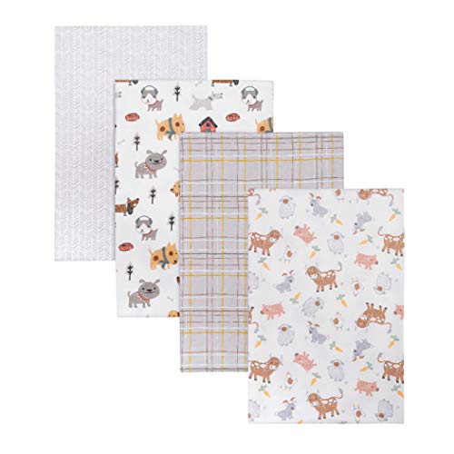  Bear 4 Pack Flannel Blankets, Grey
