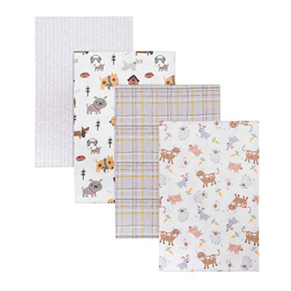  Bear 4 Pack Flannel Blankets, Grey