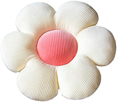  WYIKE Flower-Shaped Cute Pillow, Flower Cushion, Reading Pillow And Leisure And Comfortable Pillow, Car Cushion (Beige/Yellow, 40cm*40cm)