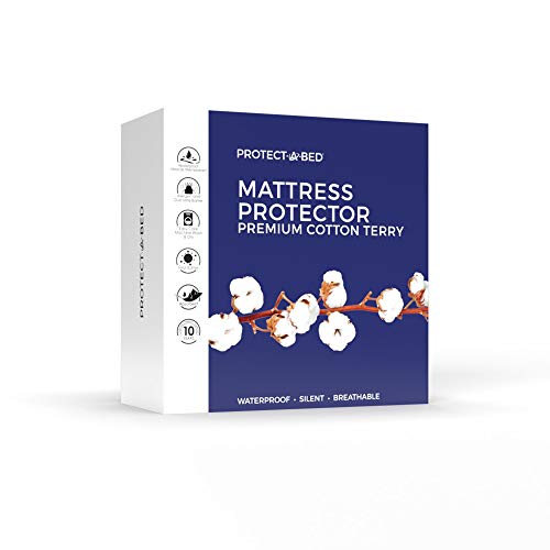  Premium Cotton Terry Cloth Waterproof Mattress Protector, Blocks Dust Mites And Allergens, Machine Washable, White King