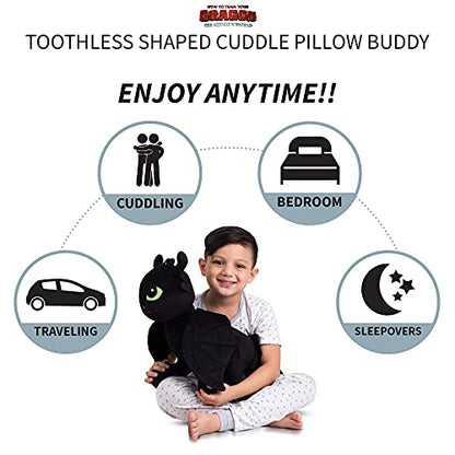  Franco Kids Bedding Super Soft Plush Cuddle Pillow Buddy, One Size, How To Train Your Dragon Toothless,Pink
