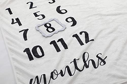  Baby Monthly Milestone Blanket - Organic Plush Fleece Photography Background Prop For Boy Girl Newborn Soft Elephant Blanket With Frame Large 47''x40''