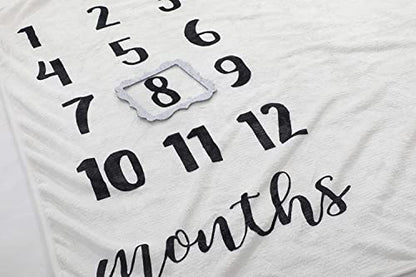  Baby Monthly Milestone Blanket - Organic Plush Fleece Photography Background Prop For Boy Girl Newborn Soft Elephant Blanket With Frame Large 47''x40''