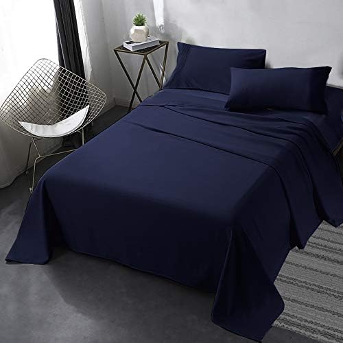 Queen Bed Sheet Set, 4pcs Bedding Sheets & Pillowcases, Soft Microfiber 1800 Thread Count 16" Deep Pocket Luxury Bed Sheets - Hypoallergenic, Wrinkle & Fade Resistant (Black)
