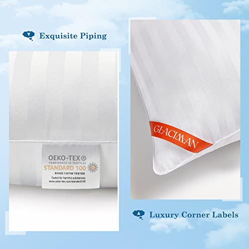  Standard Size Bed Pillows For Sleeping Set Of 2, Hotel Quality Pillows 2 Pack For Side And Back Sleepers, Breathable Cover And Down Alternative Filling, White Piping，20X26 Inches
