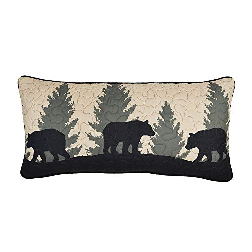  Throw Pillow - Bear Walk Plaid Lodge Decorative Throw Pillow With Bear Pattern - Rectangular