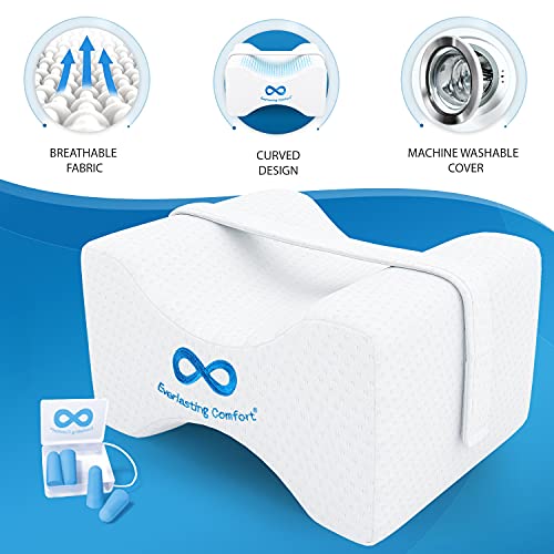  Everlasting Comfort ® Knee Pillow For Side Sleepers - Contour Knee Wedge Pillow For Between Legs Aligns Spine & Relieves Pressure - Leg Pillow For Back Pain, Hip Pain, Knee Pain