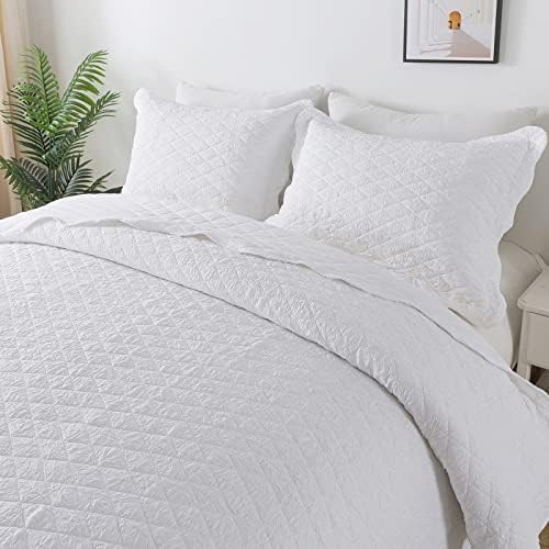 HoneiLife Bedspread Quilt Set King - 3 Piece Embroidered Corduroy Bedspreads Luxurious Coverlet Lightweight Bedcover Warm Bedding Set All Season Quilts-Taupe, King Size