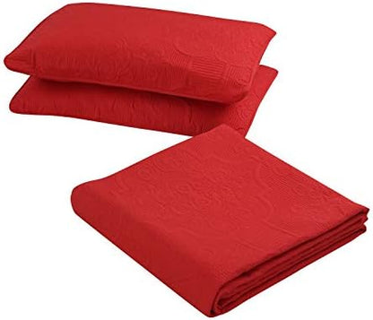  Bedding Haus 3pc Oversize Bedspread Bed Coverlet Set With Shams - Solid Color, Lightweight, Soft Bed Cover - EMA (King/Cal-King, Spa Blue)