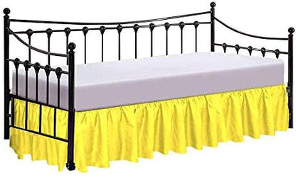  600 Thread Count Pure Cotton Daybed Skirt - 1 Piece Cotton Twin Size Dust Ruffle Daybed Skirt With Split Corners For Day Beds 15" Drop Length - Three Side Coverage ​- Burgundy