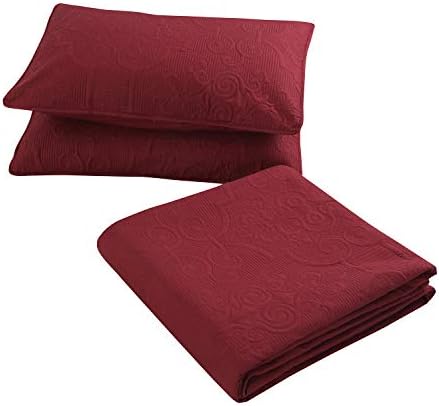  Bedding Haus 3pc Oversize Bedspread Bed Coverlet Set With Shams - Solid Color, Lightweight, Soft Bed Cover - EMA (King/Cal-King, Spa Blue)