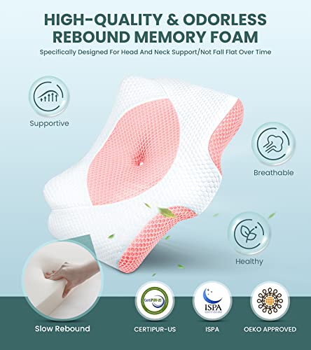  Famedio Adjustable Cervical Pillow For Neck Pain Relief, Hollow Contour Memory Foam Pillows Plus Support, Odorless Orthopedic Bed Pillows For Sleeping, Shoulder Pillow For Side Back Stomach Sleeper