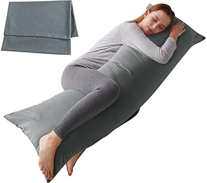  Body Pillow With Pillowcase-Soft Long Bed Pillow For Adults-Breathable Full Body Pillow Insert For Sleeping,20x54inches-Black