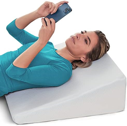  Leg Elevation Pillow - Leg Pillows For Sleeping - Cooling Gel Memory Foam Top, High-Density Leg Rest Elevating Foam Wedge | Relieves And Recovers Foot And Ankle Injury, Leg, Hip And Knee Pain