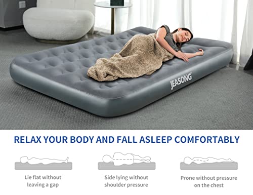  Polyester Pongee Full Camping Air Mattress Built In Pillow Blow Up Bed With 2 Inflatable Pump Home Portable Travel Hiking Airbed Easy To Inflate Quick To Set Up