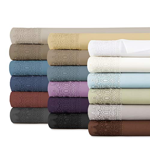  Vilano Lace, 4-Piece, 21-Inch Extra Deep Pocket Sheet Set, Premium Quality, Easy Care, Shrinkage Free Sheet Set With 1 Flat Sheet, 1 Fitted Sheet, 2 Pillowcases, Sage Green, Queen