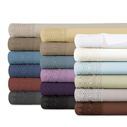  Vilano Lace, 4-Piece, 21-Inch Extra Deep Pocket Sheet Set, Premium Quality, Easy Care, Shrinkage Free Sheet Set With 1 Flat Sheet, 1 Fitted Sheet, 2 Pillowcases, Sage Green, Queen