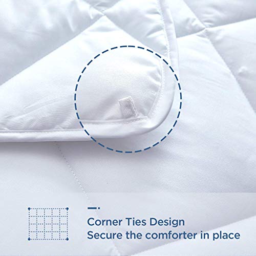  Acanva Twin Down Alternative Comforter-- All-Season Quilted Lightweight Comforter Duvet Insert Twin With 300GSM Soft Microfiber Fill Machine Washable, White, Diamond Stitched Twin