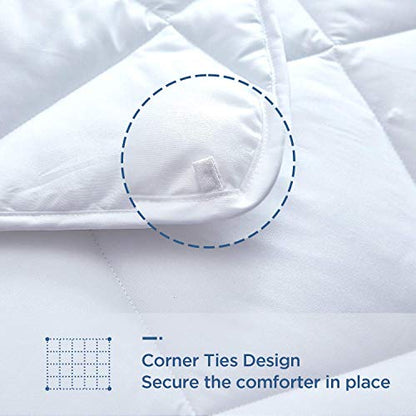  Acanva Twin Down Alternative Comforter-- All-Season Quilted Lightweight Comforter Duvet Insert Twin With 300GSM Soft Microfiber Fill Machine Washable, White, Diamond Stitched Twin
