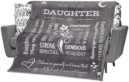  FILO ESTILO Daughter Gifts From Dad, Mom, Daughter Throw Blanket Bedroom Décor For Girls, Birthday Gifts For Daughter, Unique Presents For Daughters 60x50 Inches (Pink)