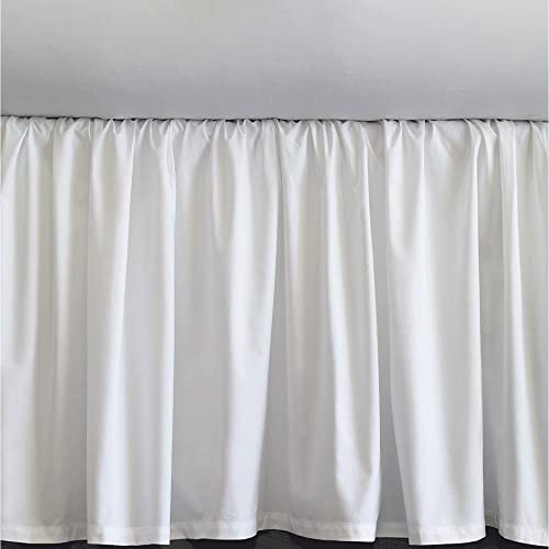 Scala Plit Corner Ruffle Bed Skirt White Solid 650 Thread Count 100% Egyptian Cotton Queen (60" W X 80" L) With 16" Drop Length.