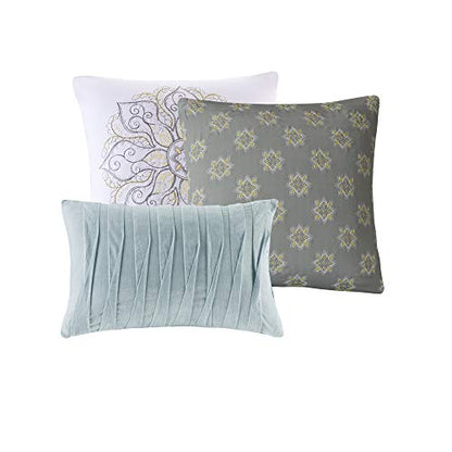  100% Cotton Quilt - Luxury Stitching Design, All Season, Breathable Coverlet Bedspread Bedding, Shams, Decorative Pillow, King/Cal King(104"x92"), Seafoam 6 Piece