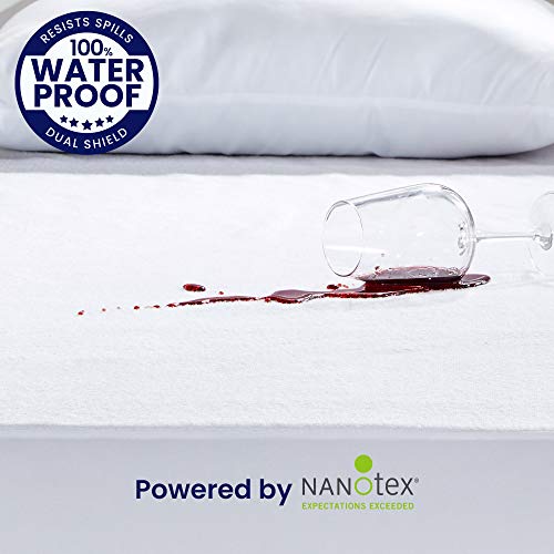  Waterproof Mattress Protector Twin Size, Soft Breathable Cotton Terry Mattress Cover, Washable Noiseless Bed Cover Deep Pocket 8"-21", Twin