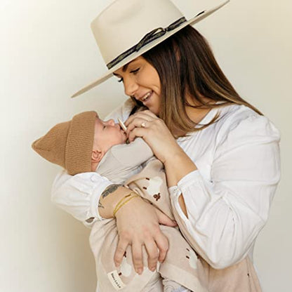  Baby Swaddle Blanket - 100% Luxury Cotton Knit Soft Cozy Lightweight Unisex Receiving Swaddle Crib Stroller Quilt Blanket For Shower Gift Registry For Newborns Infants Toddlers (Sheep - Khaki)
