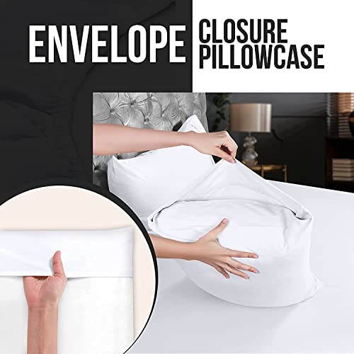  Queen Pillowcases - 12 Pack - Bulk Pillowcase Set - Envelope Closure - Soft Brushed Microfiber Fabric - Shrinkage And Fade Resistant Pillow Covers 20 X 30 Inches (Queen, White)
