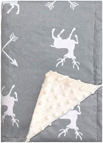 Soft Plush Deer Minky Baby Blanket For Boys Girls Unisex With Print Animal Pattern Double Layer Dotted Backing Bed Throws For Baby Crib Receiving For Newborns 30x40 Inches