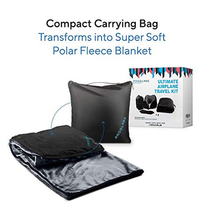  Proglobe Travel Accessories, Luxury Traveling Blanket Set With Universal Travel Charger Adapter For More Than 160 Countries. Great Kit For Airplane And All Travels