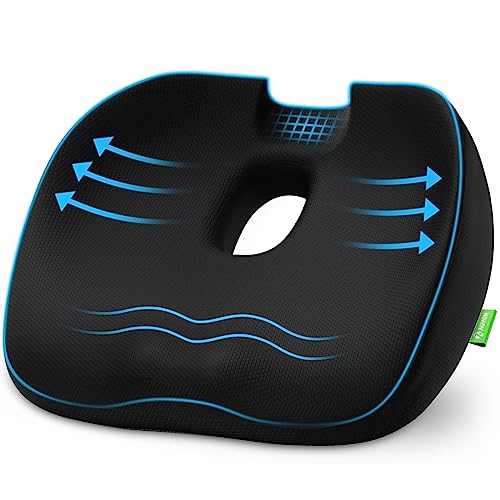  AUVON Innovation Donut Pillow For Hemorrhoids With Scientific Center Hole & U-Shaped Cutout, Orthopedic Pain Relief For Tailbone, Coccyx, Prostate, Postpartum Pregnancy & After Surgery Sitting Relief