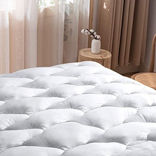  Waterproof Mattress Pad Queen Size Cotton Top Down Alternative Filling Pillowtop Mattress Topper Cover-Fitted Quilted (Mattress Pad Queen)