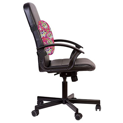  Ambesonne Sugar Skull Lumbar Back Support Pillow, All Saints Day Oriental Mexican Flowers Hearts Vibrant Design Print, High Density Foam For Office Chairs Car Seats, 14" X 13", Hot Pink Purple Green