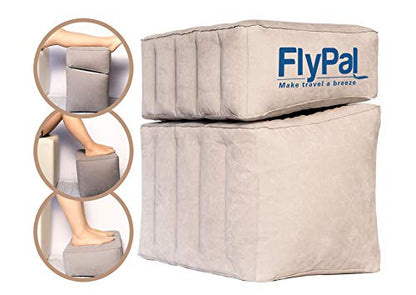  FLYPAL Inflatable Foot Rest For Air Travel, U.S Patented 2 In 1 Design, Blow-Up Pillow Cushion For Home, Office And Kids To Sleep On Long Flights, 17“x11"x17", Grey.