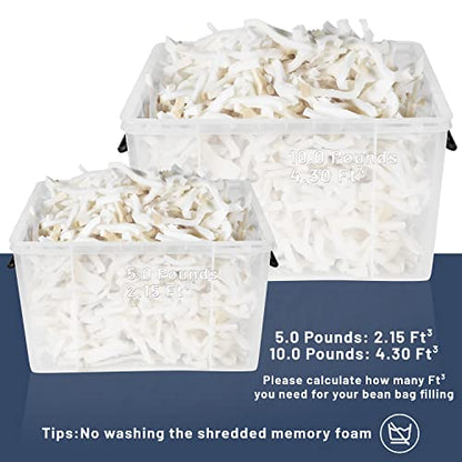  Anzhixiu Bean Bag Chair Filler Shredded Memory Foam 100% New,5Pounds,Pillow Stuffing For Couch Pillows, Stuffed Animals, Dog Bed & Couch Cushion Filling, Light Brown Color