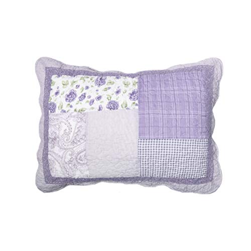  Twin Bedding Set - 2 Piece - Lavender Rose Cotton Contemporary Quilt Set With Twin Quilt And One Standard Pillow Sham - Machine Washable